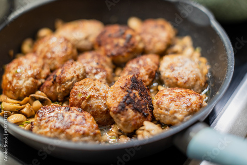 Cook Cutlet in a pan - Homeade made dish also caled Kotelet - Made from minced pork - Shallow focus © DBA