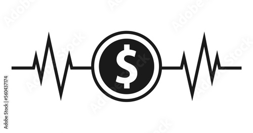 Heartbeat line with coin icon vector illustration