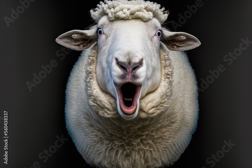 witty sheep Sheep portrait with tongue out. Generative AI