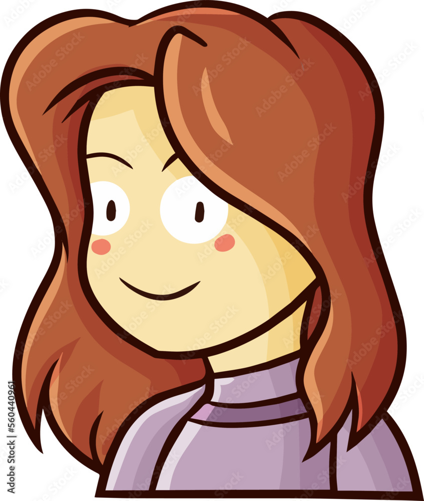 Funny brown hair woman portrait cartoon illustration Funny brown hair woman portrait cartoon illustration