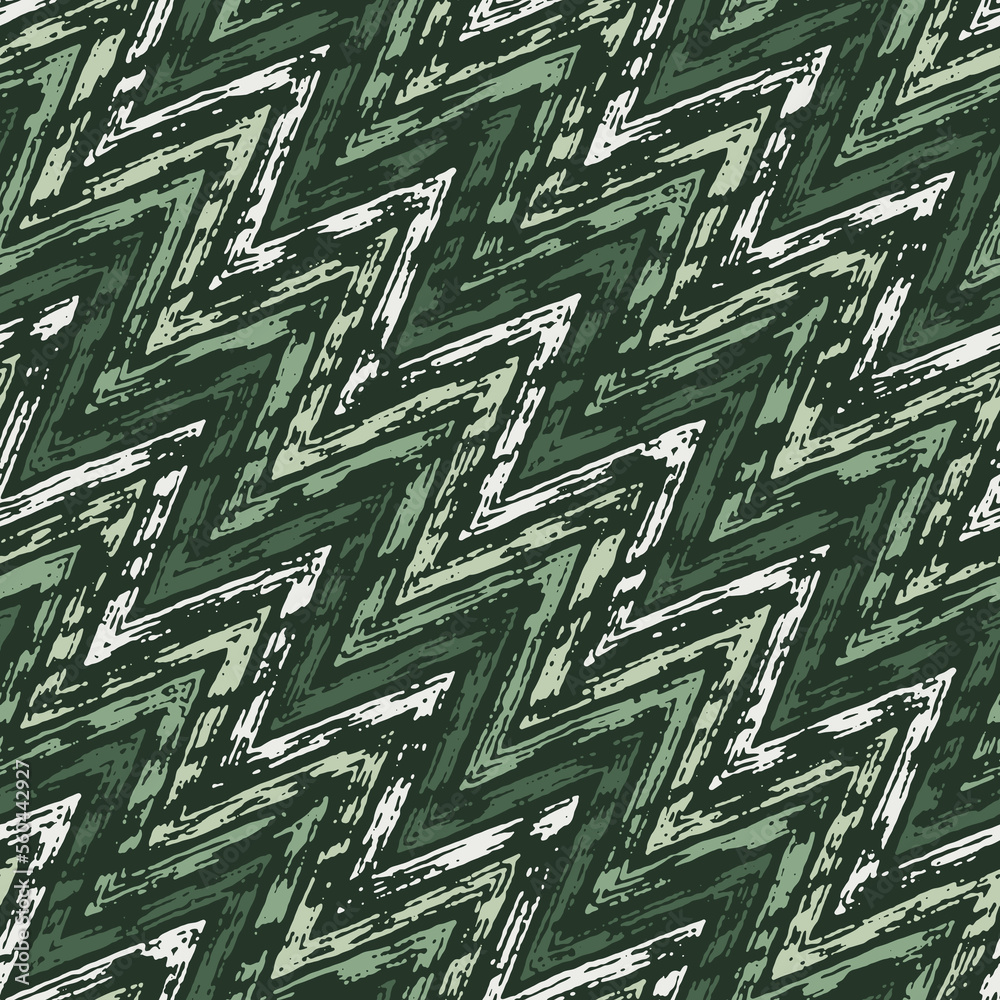 Pine Green Painted Textured Zigzag Pattern Pine Green Painted Textured Zigzag Pattern