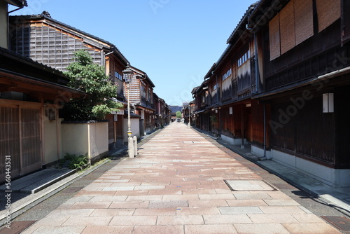 Higashi-Chaya district in Kanazawa  Japan  Words on the house lamps means this street s name  Higashi  