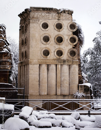 Tomb of Eurysaces the Baker, ca. 50–20 BC, Porta Maggiore, Rome, after the snowfall photo