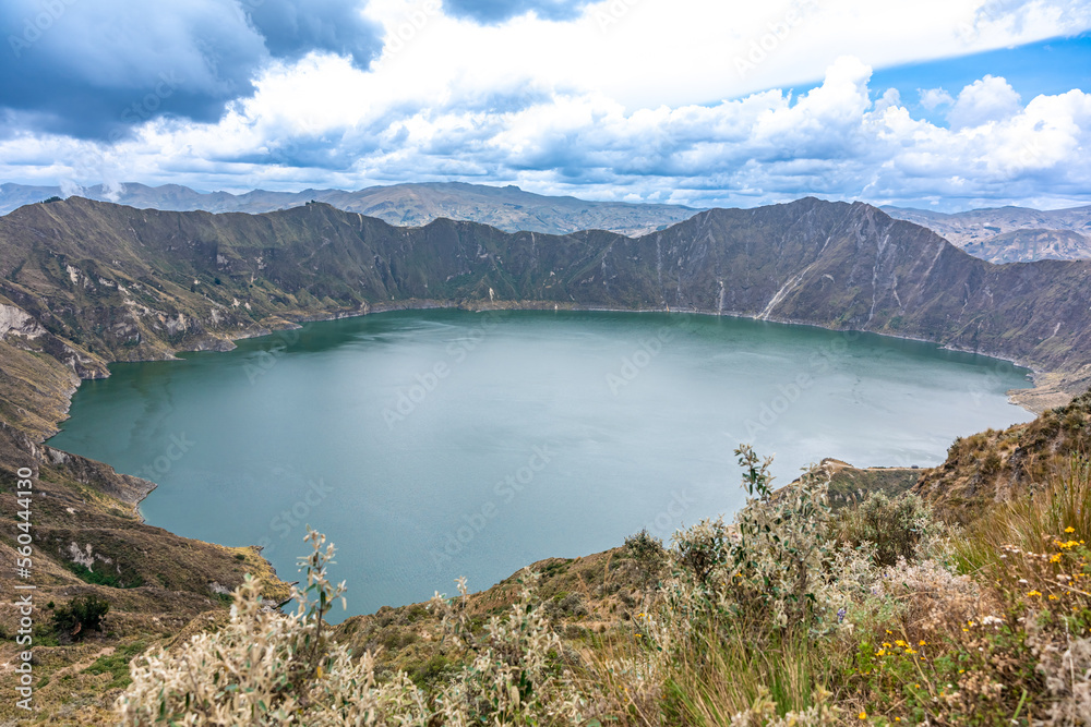 Quilotoa volcanic lake in Ecuador in South America