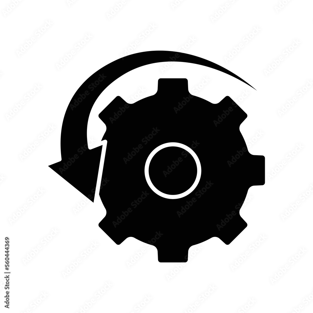 Gear icon illustration with arrow. suitable for project return icon. icon related to project management. glyph icon style. Simple vector design editable Gear icon illustration with arrow. suitable for project return icon. icon related to project management. glyph icon style. Simple vector design editable