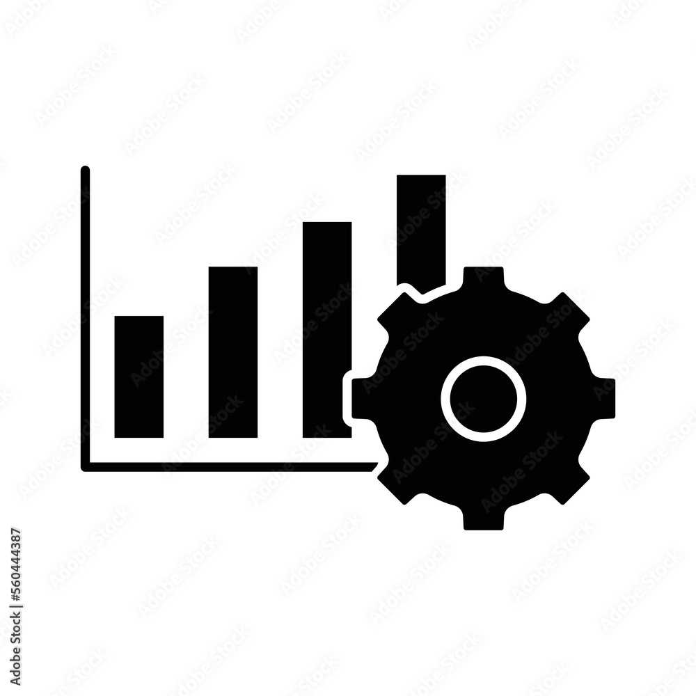 Gear icon illustration with chart. icon related to project management. glyph icon style. Simple vector design editable Gear icon illustration with chart. icon related to project management. glyph icon style. Simple vector design editable