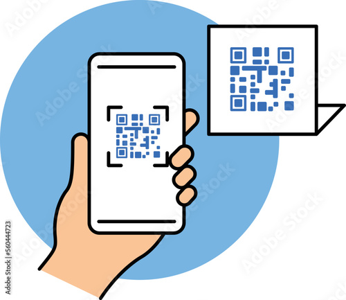 smartphone icon. QR code reading. Payment by electronic money. Electronic payment. Shopping.