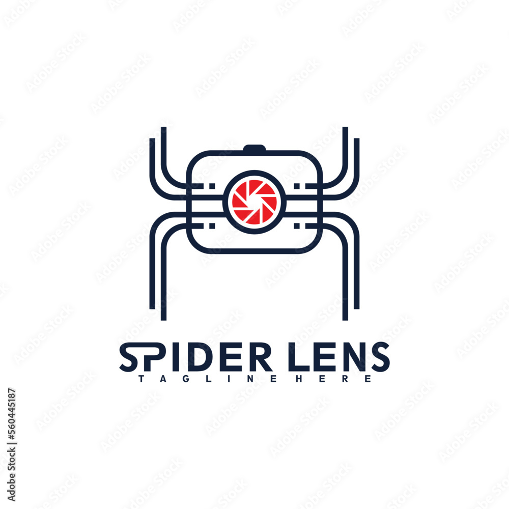 Spider in camera lens logo icon vector illustration design template Spider in camera lens logo icon vector illustration design template