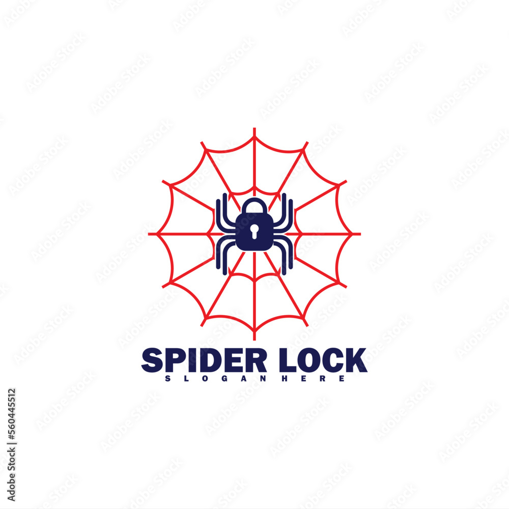 Spider logo in lock icon symbol vector illustration design template Spider logo in lock icon symbol vector illustration design template