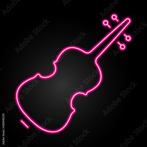 violin neon sign, modern glowing banner design, colorful modern design trends on black background. Vector illustration.