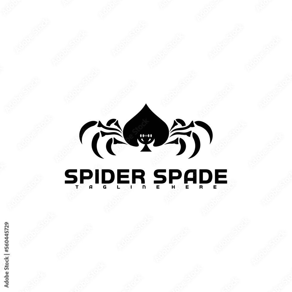 Spider logo in spade ace symbol icon vector illustration design template Spider logo in spade ace symbol icon vector illustration design template