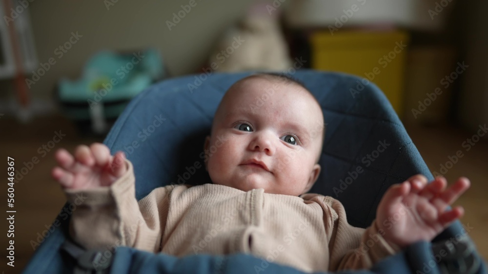 newborn baby in a rocking chair. happy family kid dream concept ...