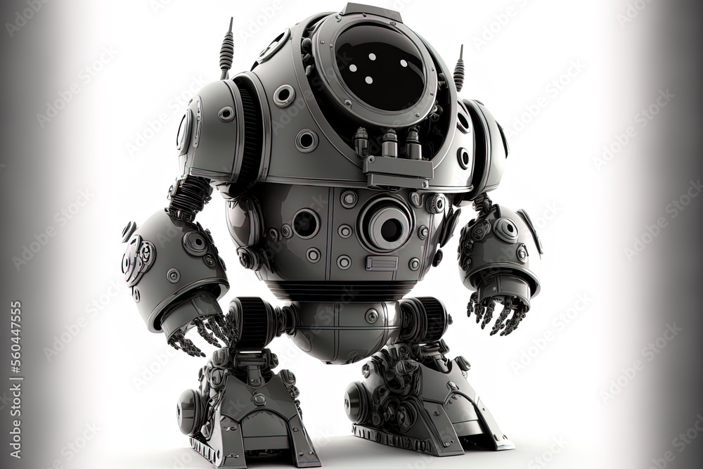 Toy robot isolated on white background. Generative AI