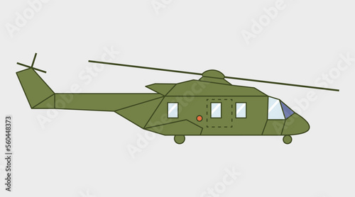 Helicopter side view, caiman nh90 in french army, vector drawing can be used for web, sticker, patch, logo, illustration and infographic