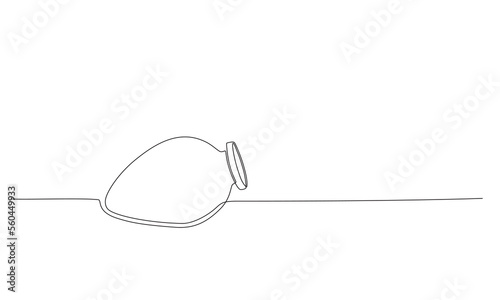Kvevri vector line illustration. Traditional Georgian big clay vessel Qvevri for wine making