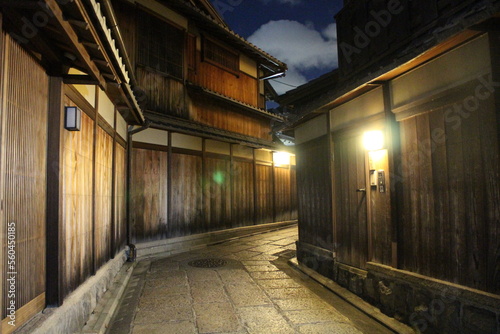 Traditional alley and illumination in Higashiyama district, Kyoto, Japan