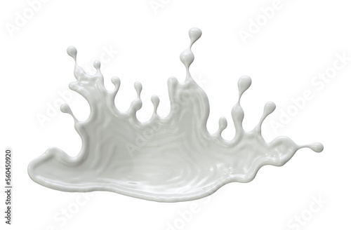 Dairy milk, liquid white paint or Yogurt splash. 3d illustration