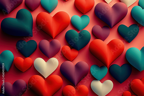 Colorful hearts background. Generative AI photo