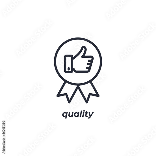 Vector sign quality symbol is isolated on a white background. icon color editable.