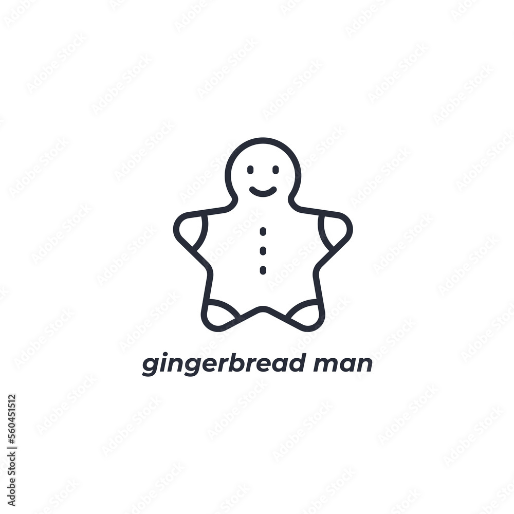 Vector sign gingerbread man symbol is isolated on a white background. icon color editable. Vector sign gingerbread man symbol is isolated on a white background. icon color editable.