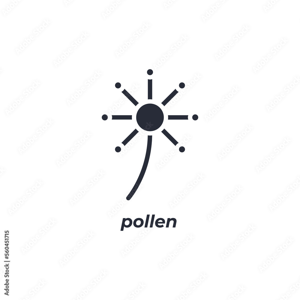 Vector sign pollen symbol is isolated on a white background. icon color editable. Vector sign pollen symbol is isolated on a white background. icon color editable.