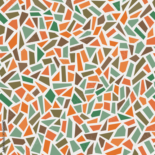 Seamless vector pattern. Multicolor broken vessel mosaic, tiles