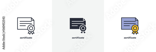 sertificate icon. Line, solid and filled outline colorful version, outline and filled vector sign. Idea Symbol, logo illustration. Vector graphics