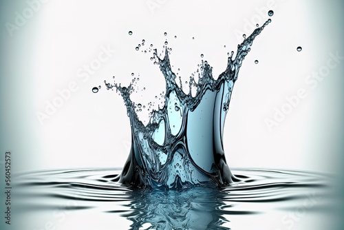 Water splashes in high quality, isolated on a white background. Generative AI