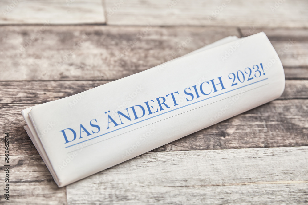 Obraz premium That will change in 2023 on the front page of a newspaper