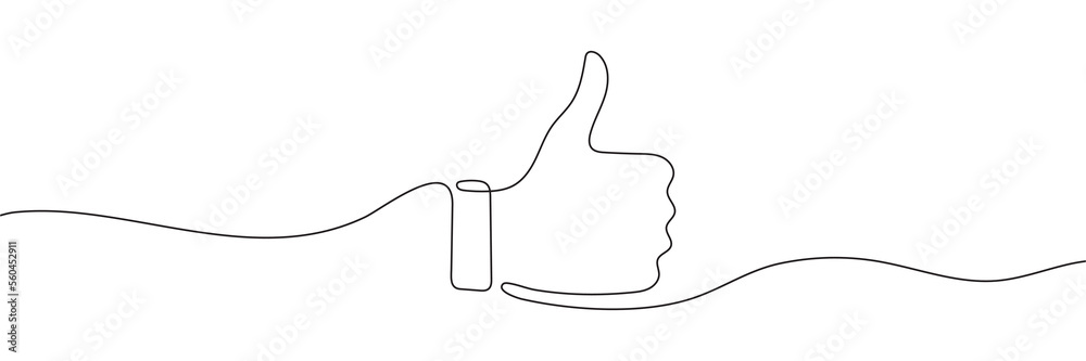 Continuous one line drawing of like hand showing thumb up. Vector illustration Continuous one line drawing of like hand showing thumb up. Vector illustration