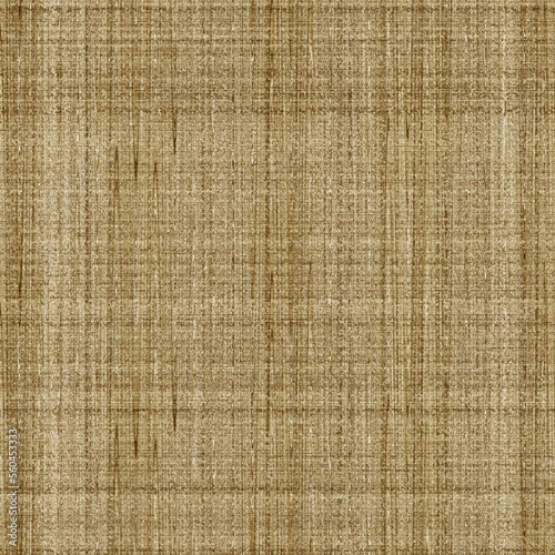 Burlap woven cloth seamless cottagecore country pattern. Old tissue marl surface for wallpaper. Coarse flax fiber print background. 