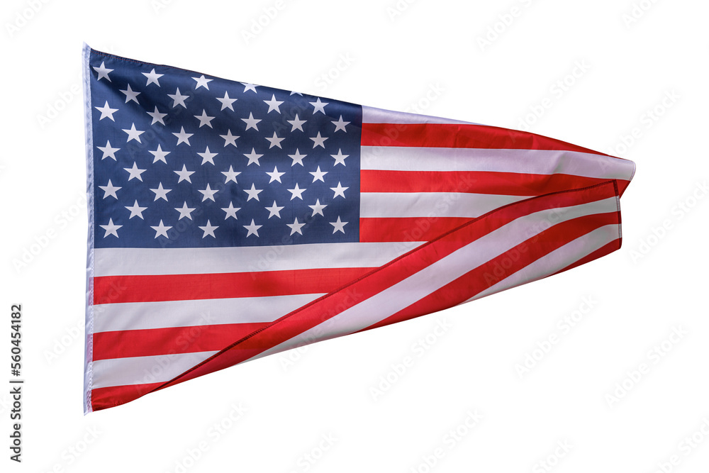 Fototapeta premium American flag waving isolated on white. The USA flag on a white background.