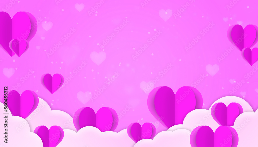 Cloudspace purple pink heart paper cut valentine's day for decoration concept background