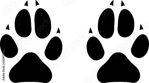 Cute animal. Foot dog or cat seamless pattern. Footprint graphic. Repeated pattern trail cat or dog. Shape paw isolated on white background. Vector