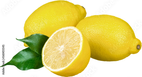 Fresh Lemons withe Leaves - Isolated