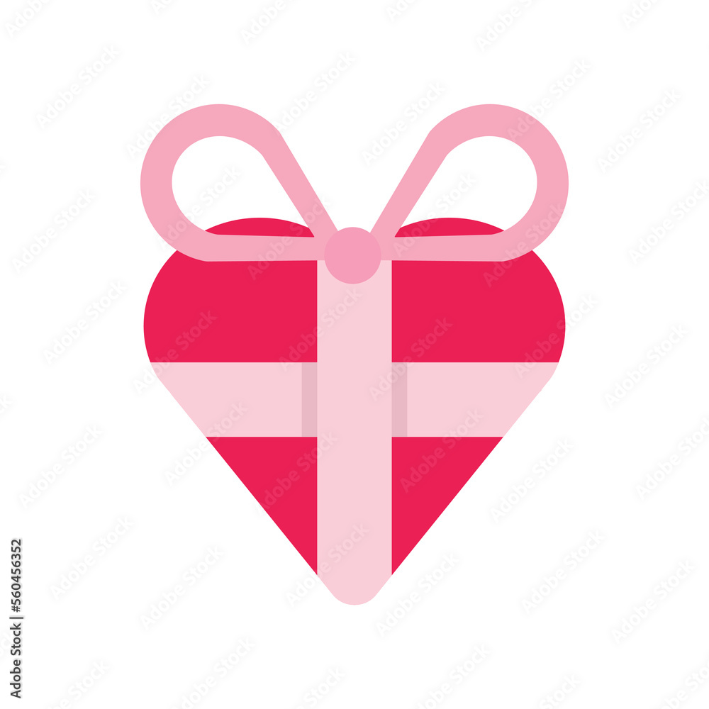 isolate valentine's day pink gift box flat icon