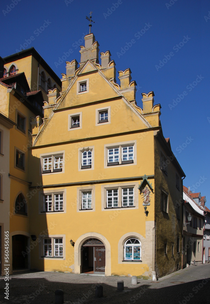 Renaissance gable facade of the Beguines House in the old town of Kitzingen, Franken region in Germany