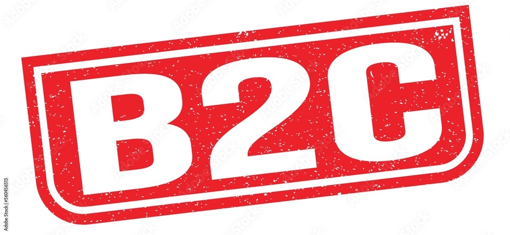 B2C text written on red stamp sign. B2C text written on red stamp sign.