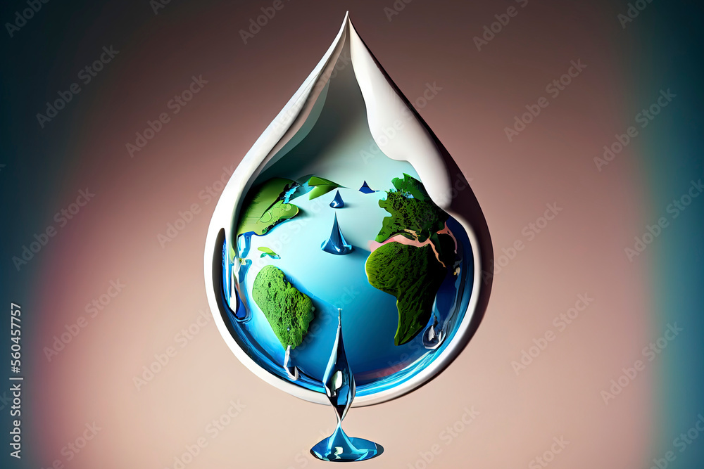 Obraz premium World Water Day, the earth in a water drop shape