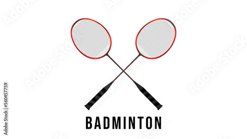 Badminton racket logo , badminton sports wallpaper with copy space for text  ,  illustration Vector EPS 10