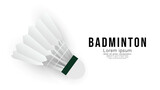 Badminton shuttlecock , court indoor badminton sports wallpaper with copy space for text , illustration Vector EPS 10