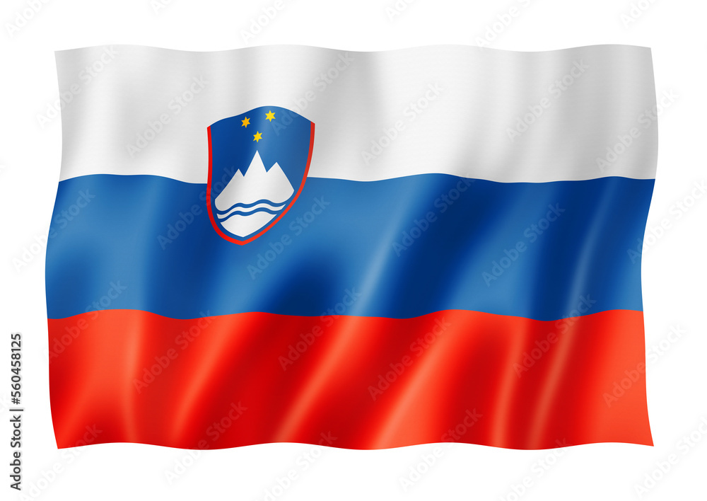 Slovenian flag isolated on white