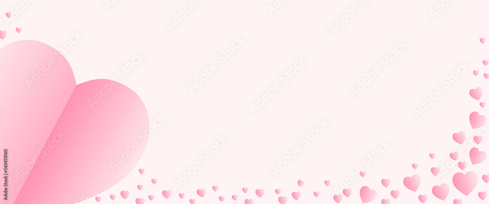 Red, pink and white flying hearts isolated on transparent background. Vector illustration. Paper cut decorations for Valentine's day border or frame design, Cute love sale banner or greeting card