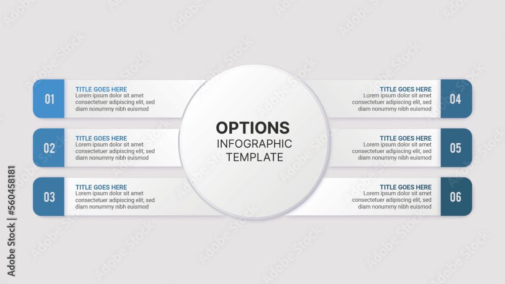 Fototapeta premium Six 6 Steps Options Circle Round Infographic Template Design