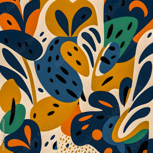 Floral pattern, Flat design style, retro illustration Generative AI