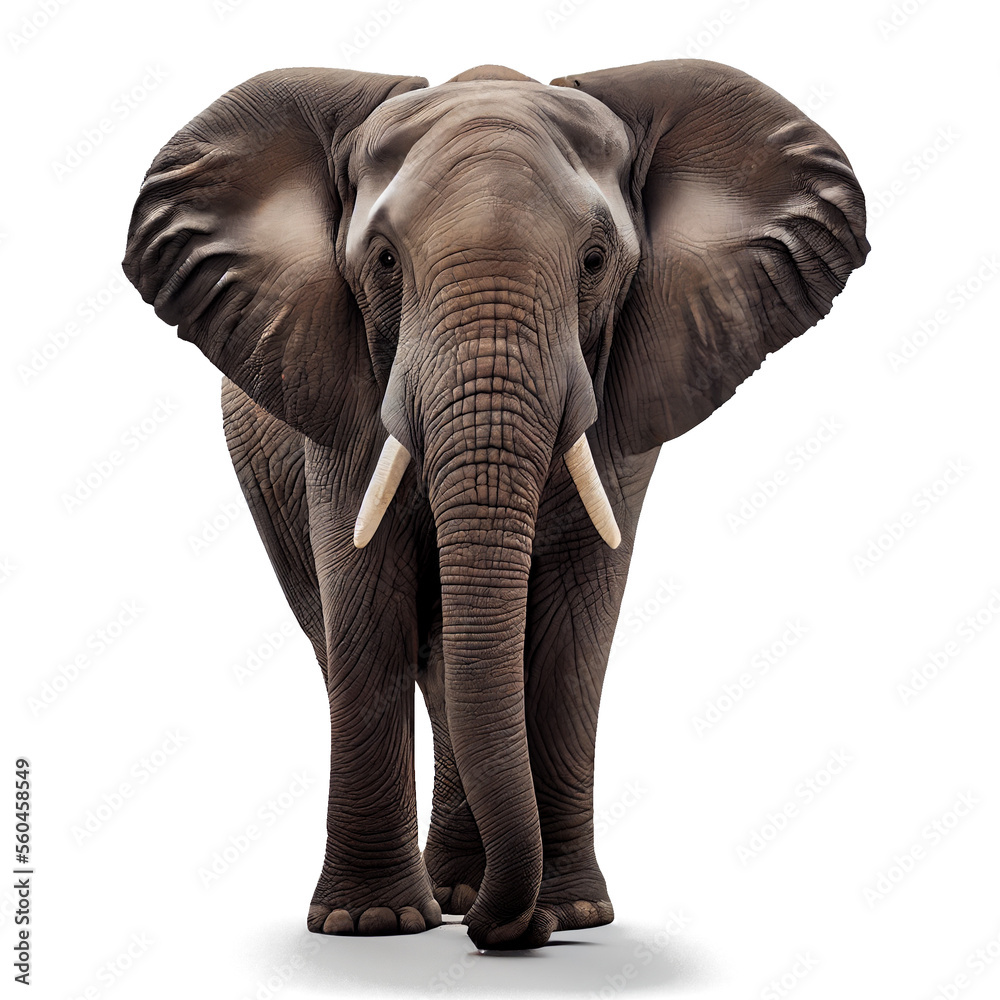 elephant isolated on white with clipping path