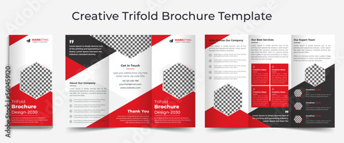 Business trifold leaflet brochure template design, Professional business Tri fold flyer template, Abstract trifold brochure template, Creative business square trifold brochure template design