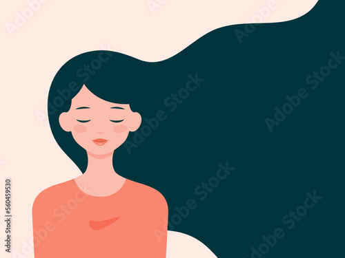 Portrait of a woman with long hair