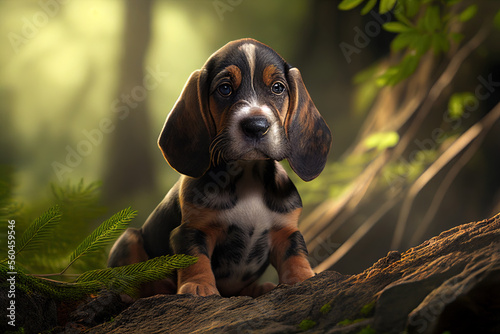 Bavarian Mountain Scent Hound puppy, cute dogs, Generative AI