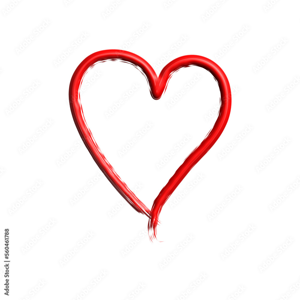 red heart outline isolated on white